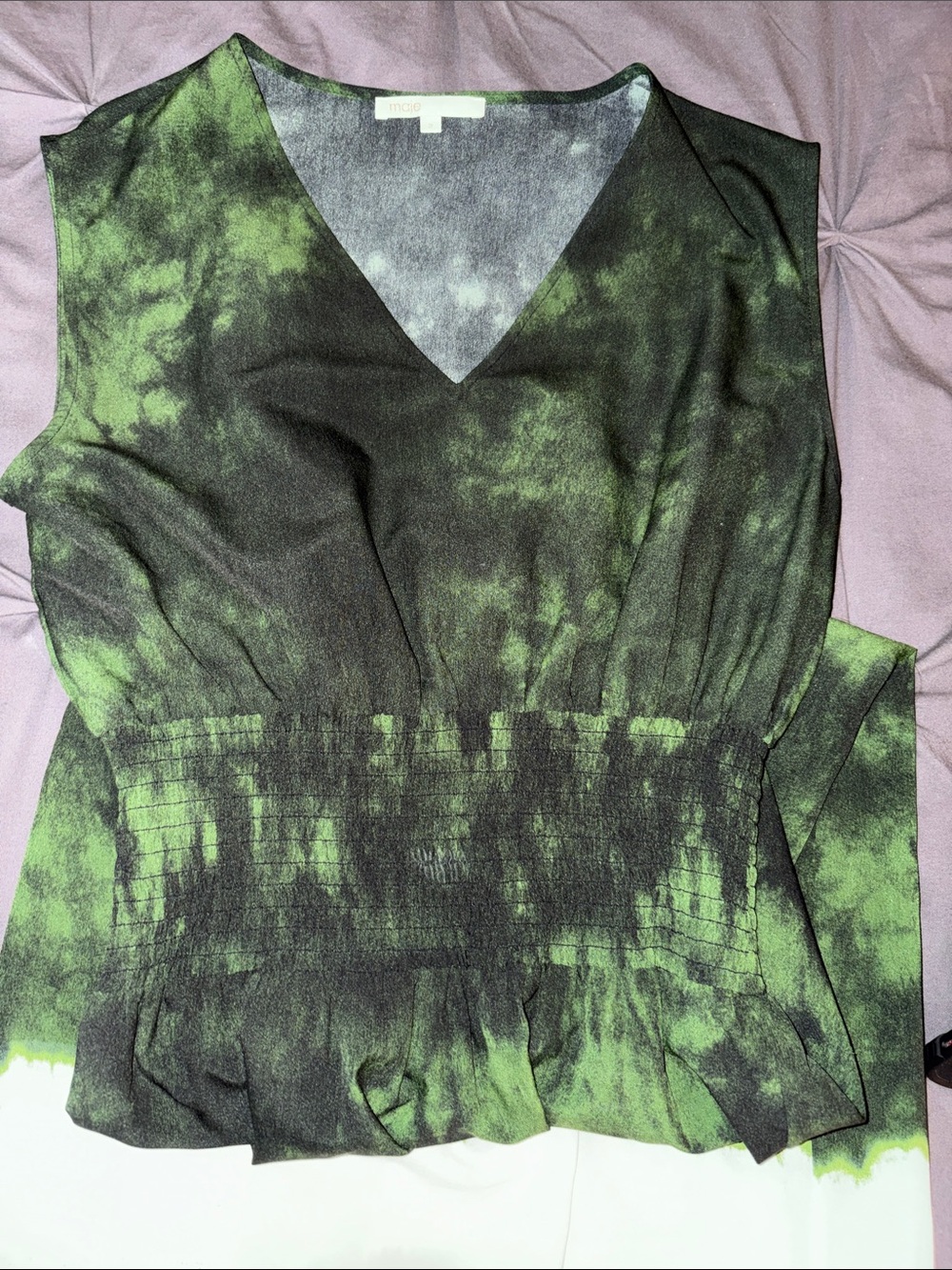 Maje Green and Black V-Neck Maxi Dress